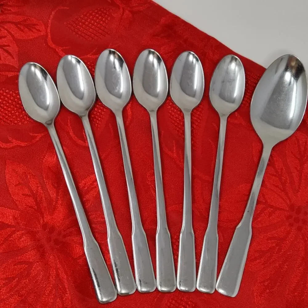 6+1X LH Tsp Friendship Oneida Wm Rogers Stainless Long Handle Tea Malt Spoons